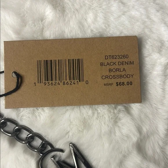 Steve Madden - Black/Charcoal Denim Borla Rose Bud Chain Crossbody - Picture 5 of 13